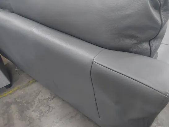 DESIGNER TWO SEATER SOFA GREY LEATHER 