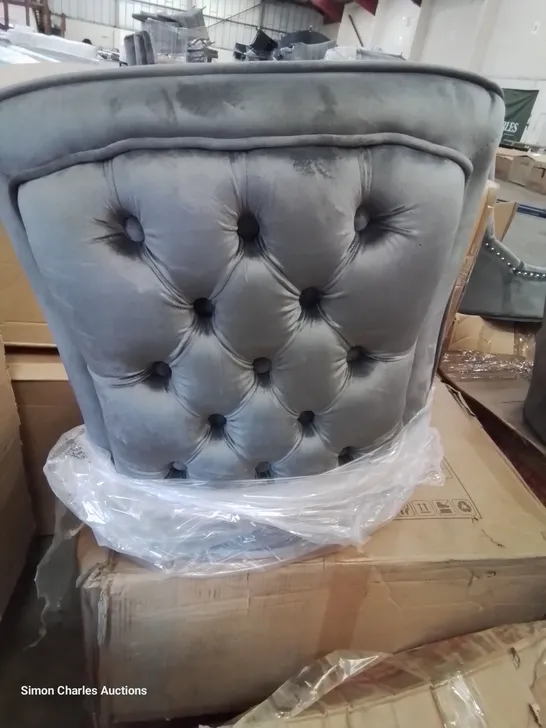 BOXED UPHOLSTERED DINING CHAIR GREY VELVET 