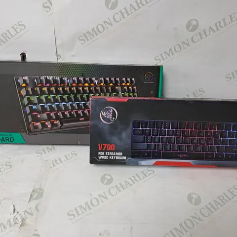 2 BOXED KEYBOARDS TO INCLUDE V700 RGB STREAMER WIRED KEYBOARD AND LEAVEN K550 MECHANICAL KEYBOARD 