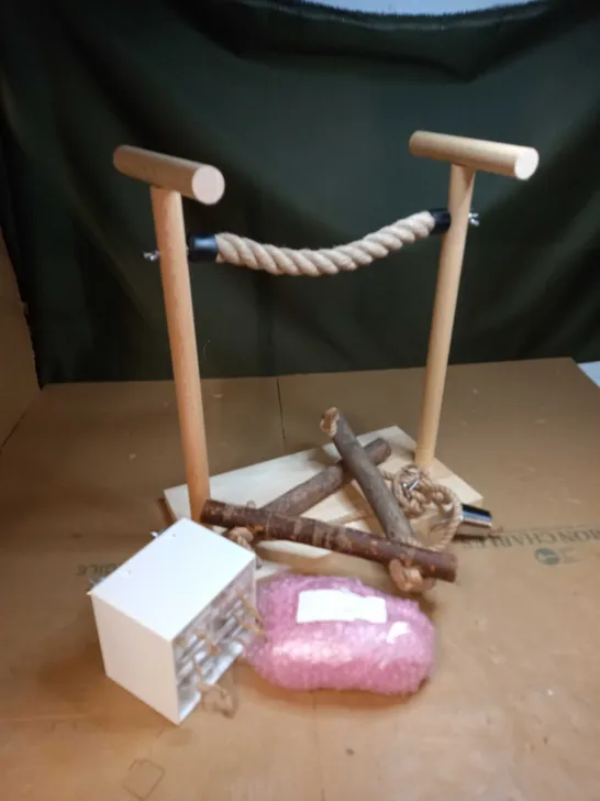 HOMEMADE BUDGIE SWING AND ACCESSORIES