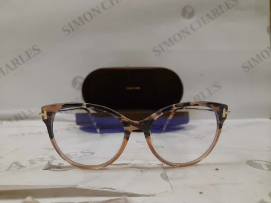 TOM FORD BROWN AND GOLD GLASSES WITH BLUE LIGHT LENS