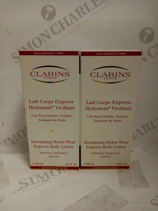 LOT OF 2 X 200ML CLARINS ENERGIZING HYDRA-WEAR EXPRESS BODY LOTION 