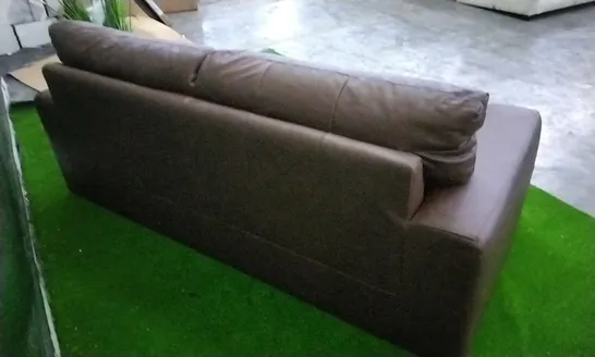 DESIGNER BROWN LEATHER THREE SEATER SOFA