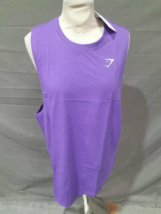 GYMSHARK TRAINING DROP ARM TANK IN PURPLE SIZE S