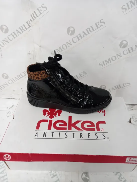 RIEKER BROWN HIGH TOP LEOPARD CUFF - SIZE 5 - BOXED 