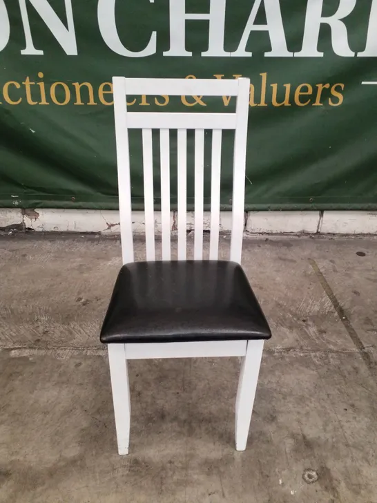 JAVA WHITE DINING CHAIR (BLACK LEATHER SEAT PAD)