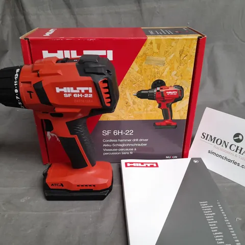 BOXED HILTI CORDLESS HAMMER DRILL DRIVER - SF 6H-22