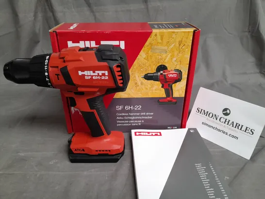 BOXED HILTI CORDLESS HAMMER DRILL DRIVER - SF 6H-22