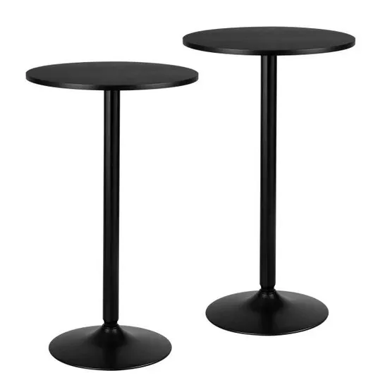 COSTWAY SET OF 2 ROUND TOP PUB AND BAR TABLE WITH MDF TOP AND BASE - BLACK