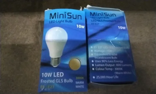 BOXED MINISUN LED FROSTED GLS E27 10W LIGHT BULB X 2