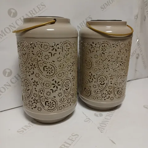 GARDEN REFLECTIONS SET OF 2 PATTERNED SOLAR LANTERNS, PAISLEY