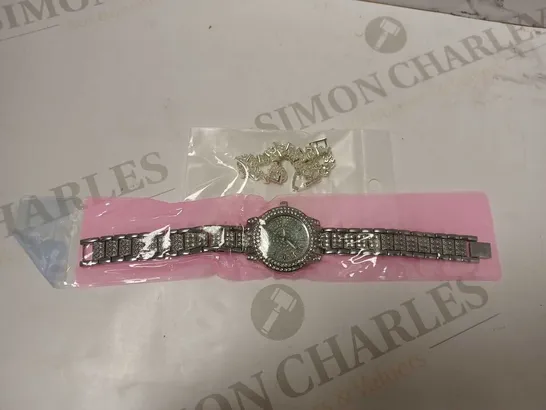 DESIGNER SILVER SPARKLE BRACELET WATCH 