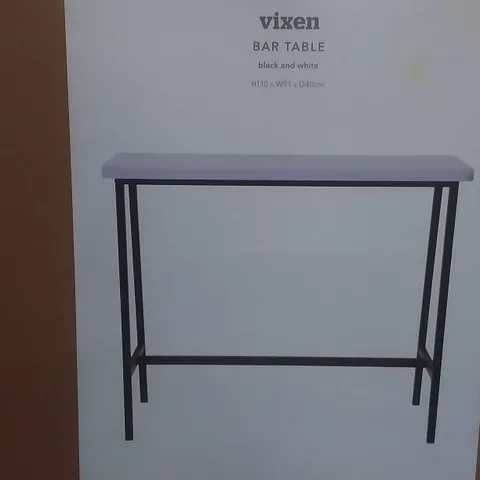 BOXED VIXEN BAR TABLE IN BLACK AND WHITE - H110 X W91 XD40 CM 