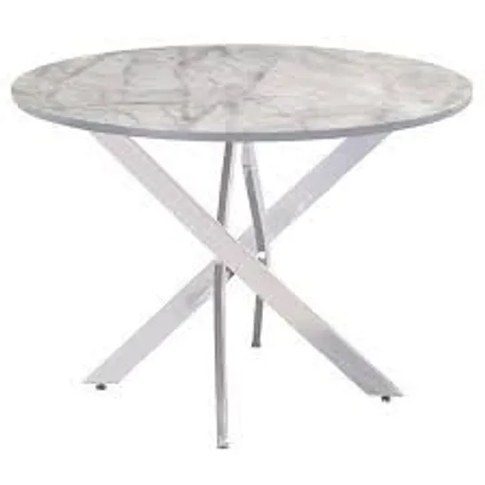 BOXED ALDEN ROUND DINING TABLE , GREY , MARBLE , INCOMPLETE 1 OUT OF 2 BOXES ONLY 