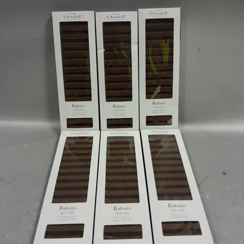 6 X SEALED HOTEL CHOCOLAT 40% MILK BATONS - 6 X 120G 