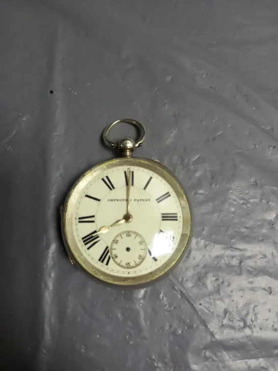 ANTIQUE LOOK STERLING SILVER POCKET WATCH - CHAIN NOT INCLUDED