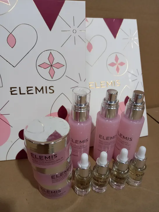 LOT OF 3 X ELEMIS PRO-COLLAGEN ROSE SKINCARE GIFT SET (CLEANSING BALM, FACIAL OIL, HYDRO MIST)
