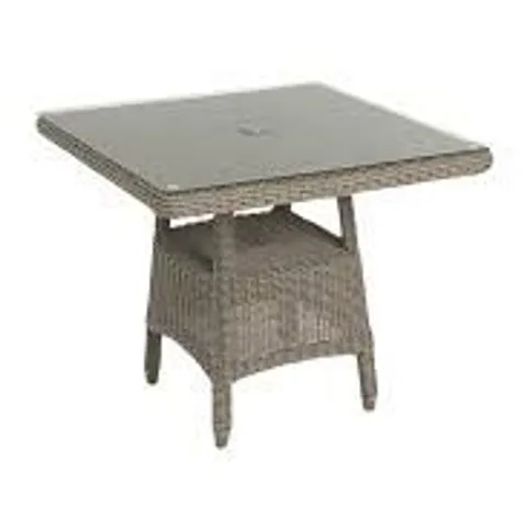 BOXED RATTAN SQUARE DINING TABLE GREY 