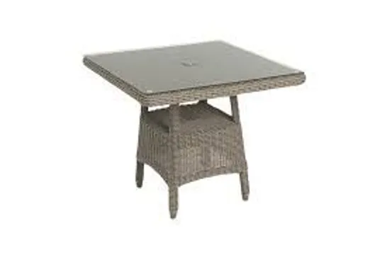 BOXED RATTAN SQUARE DINING TABLE GREY 