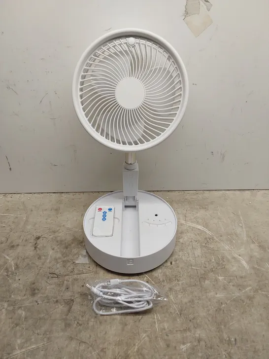 BOXED BELL & HOWELL OSCILLATING FOLDING RECHARGEABLE FAN IN WHITE