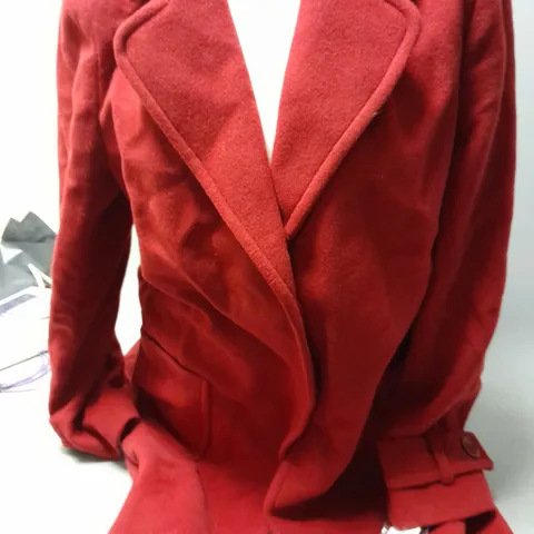 HELENE BERMAN CONCEALED FRONT COAT WITH PATCH POCKETS RED SIZE 14