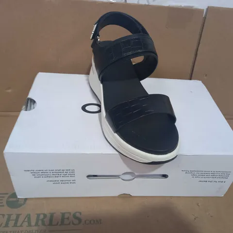 BOXED PAIR OF ALDO WEDGE SANDALS IN BLACK UK SIZE 3
