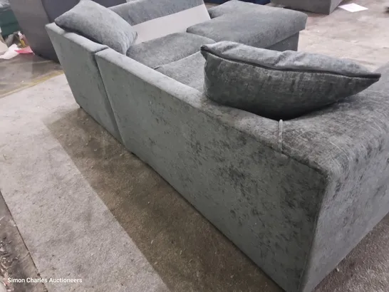 DESIGNER CHAISE SOFA CHARCOAL FABRIC 