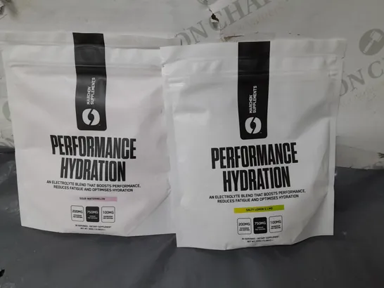 LOT OF 2 300G MARCHON SUPPLEMENTS PERFORMANCE HYDRATION PACKS - LEMON AND LIME AND WATERMELON