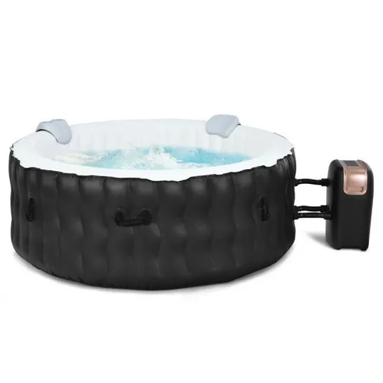 BOXED INFLATABLE HOT TUB SPA PORTABLE HEATED ROUND TUB SPA W/ 108 MASSAGE BUBBLE JETS - GREY (1 BOX)