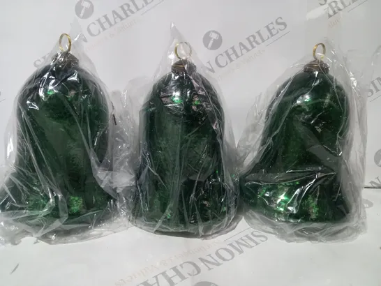 BOXED ALISON CORK SET OF 3 PRE-LIT MERCURY GLASS BELLS