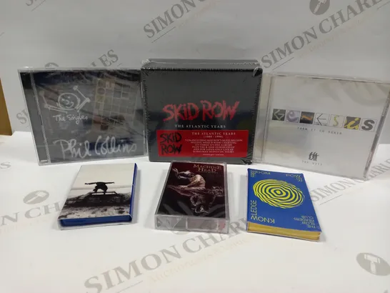 BOX OF APPROX 20 ASSORTED CDS AND TAPES TO INCLUDE SKID ROW COLLECTION, PHIL COLLINS, GEORGE BENSON