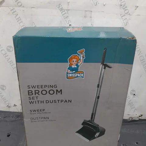 BOXED AND SEALED SWISSPACK SWEEPING BROOM SET WITH DUSTPAN