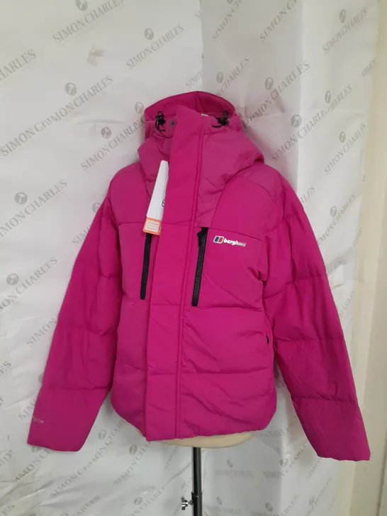 BERGHAUS PUFFED HOODED JACKET IN PINK SIZE 10
