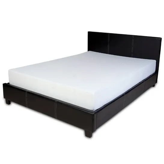 UPHOLSTERED BLACK DOUBLE BED FRAME 