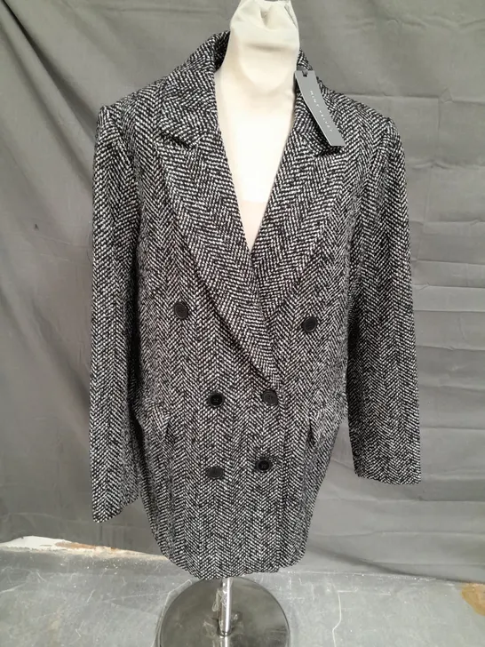 MINT VELVET SALT AND PEPPER DB BLAZER COAT - LRG