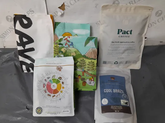 LOT OF 6 ASSORTED PACKS OF COFFEE BOTH GROUND AND BEAN