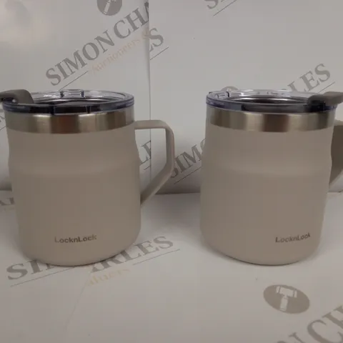 LOCK & LOCK SET OF INSULATED STAINLESS STEEL MUGS - GREY