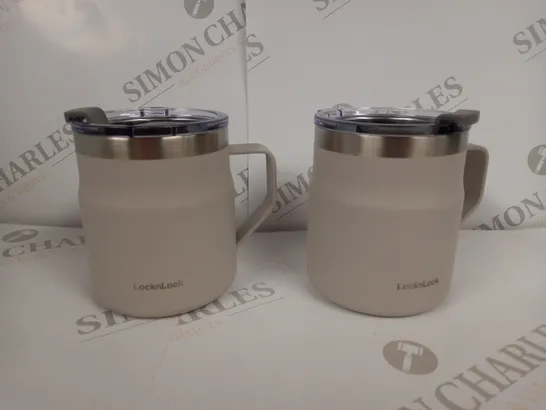 LOCK & LOCK SET OF INSULATED STAINLESS STEEL MUGS - GREY