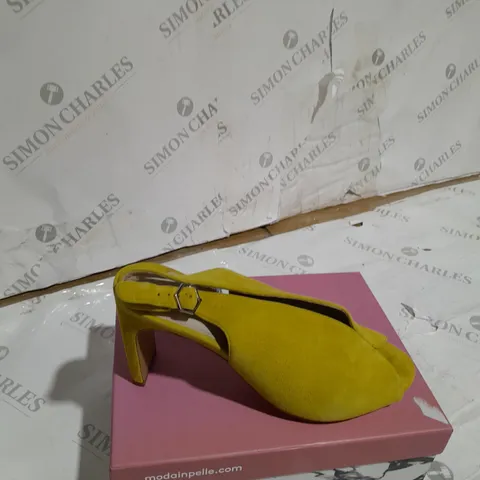 BOXED MODA IN PELLE CHRISSI YELLOW SUEDE HEELS SIZE 40 EU