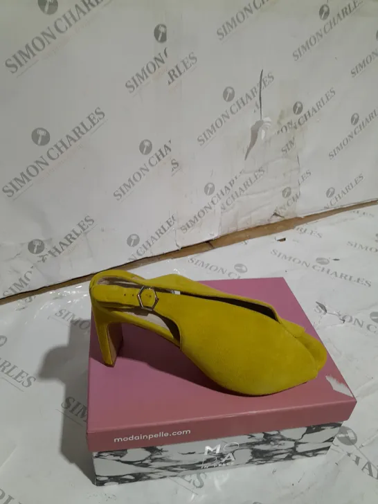 BOXED MODA IN PELLE CHRISSI YELLOW SUEDE HEELS SIZE 40 EU