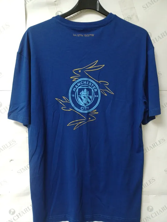 MANCHESTER CITY FC T-SHIRT BLAZING BLUE SIZE MEDIUM