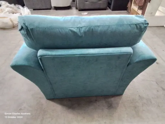 QUALITY DESIGNER FABRIC UPHOLSTERED DURY FIXED BACK CHAIR -TEAL-