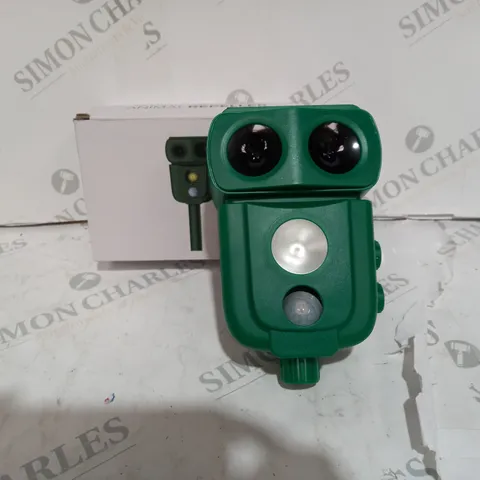 BOXED GREEN OUTDOOR SOLAR ULTRASOUND ANIMAL REPELLER