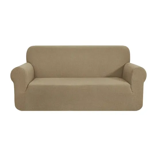 BOX CUSHION SOFA SLIPOVER - LIGHT BROWN