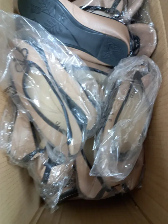 BOX OF APPROXIMATELY 25 NUDE COLOURED LOW PUMPS 