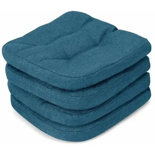 BOXED COSTWAY 4 PACK 17.5 X 17 INCH U-SHAPED CHAIR PADS WITH POLYESTER COVER - NAVY/BLUE