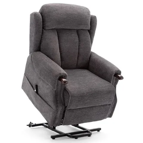 BOXED HALTON RISE RECLINER FABRIC CHAIR CHARCOAL (2 BOXES)
