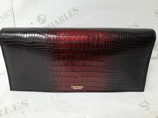 ASPINALL LONDON SNAKE SCALES EFFECT PURSE IN WINE RED