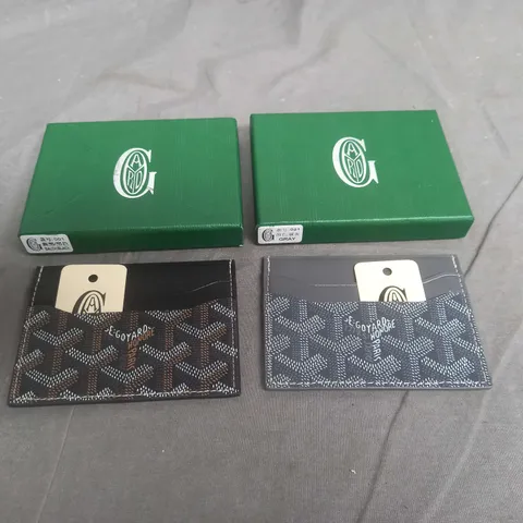 GOYARD PARIS X2 LEATHER CARD WALLETS IN GREY AND BLACK