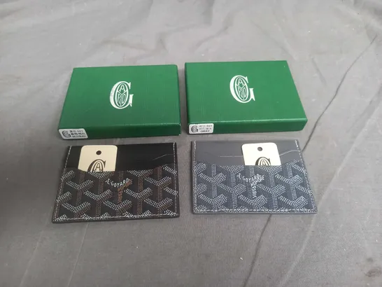 GOYARD PARIS X2 LEATHER CARD WALLETS IN GREY AND BLACK